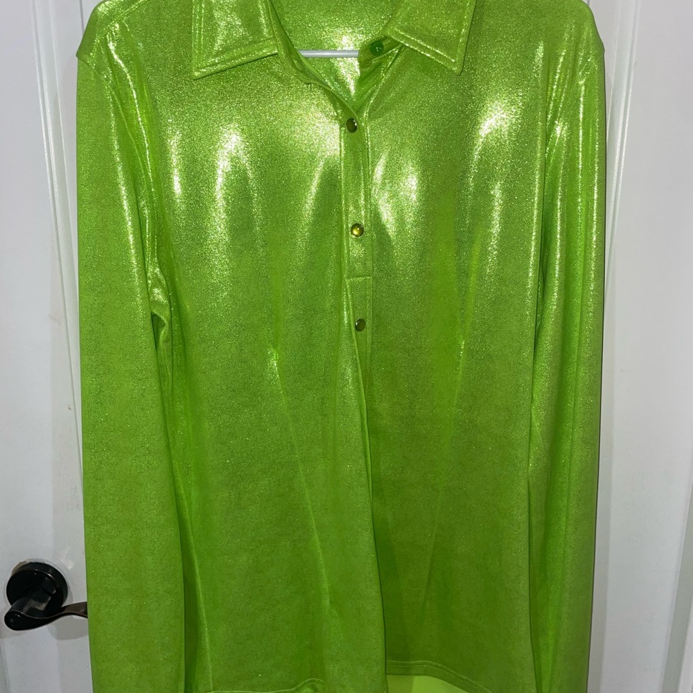 Ranch Dress’n Metallic Lime Button Down